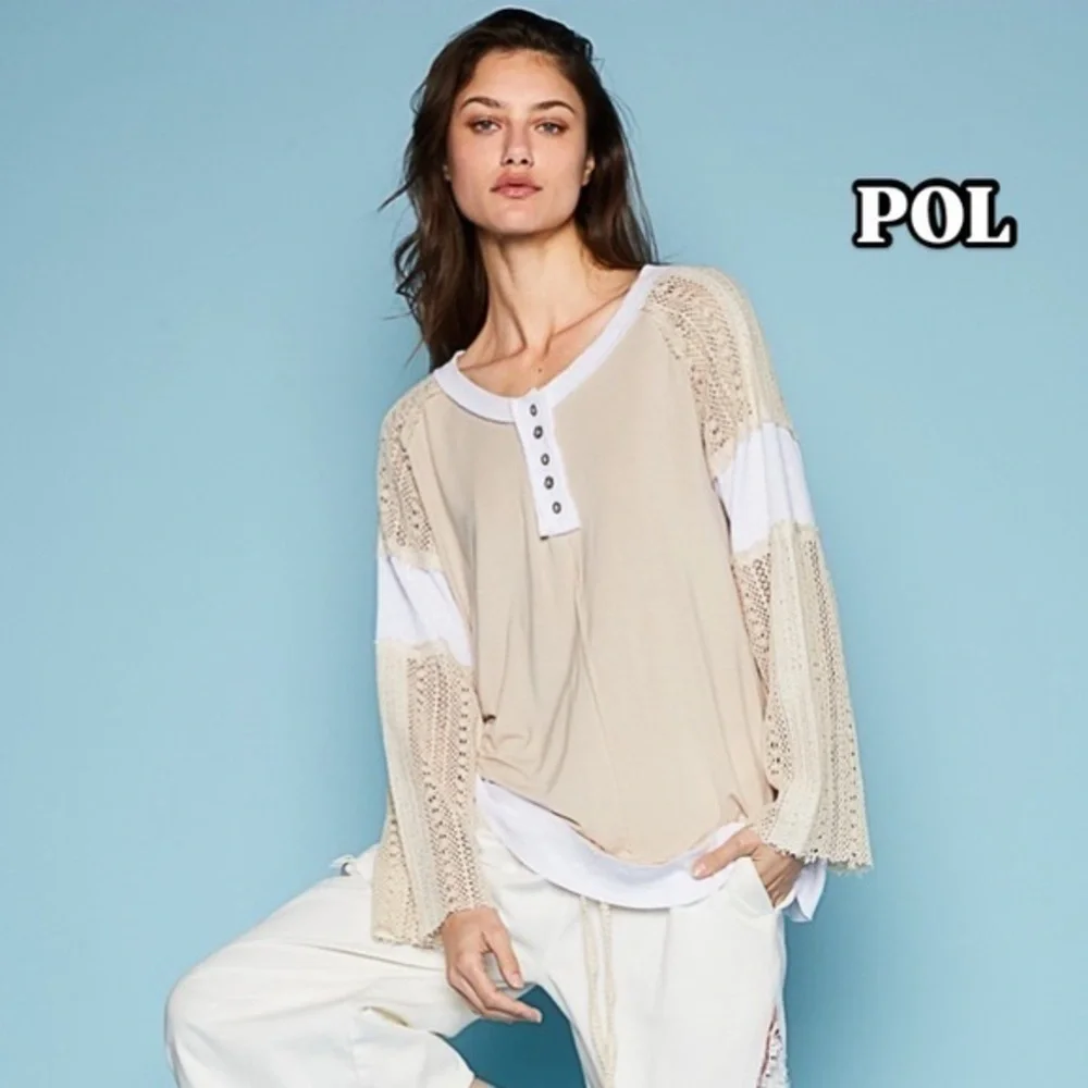 COPY - NWOT POL crochet mix top size large